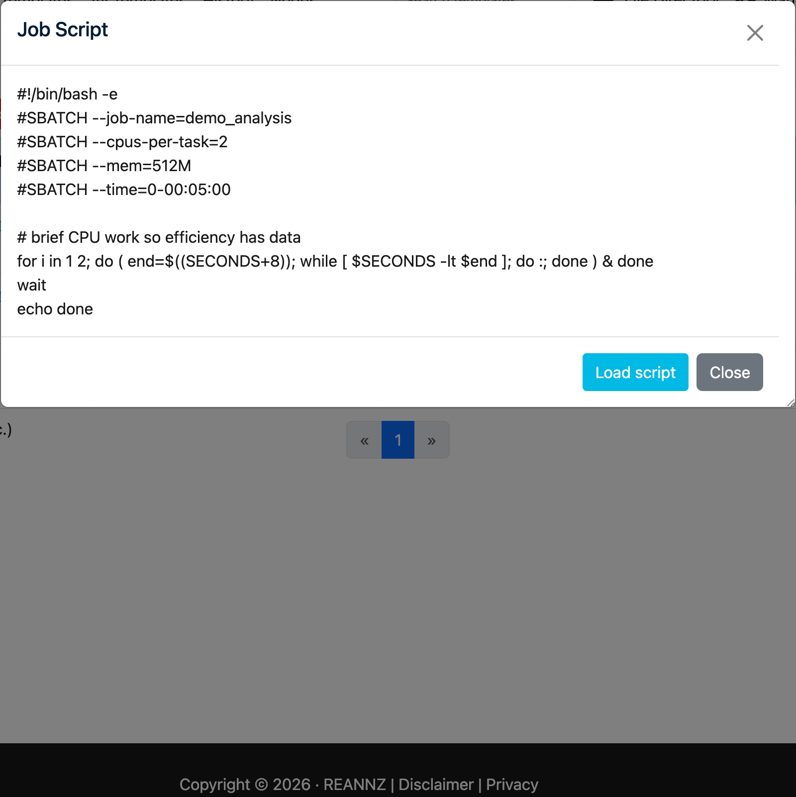 Job Script window